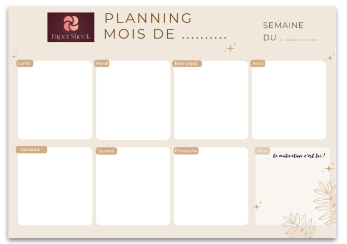 Planning du mois 